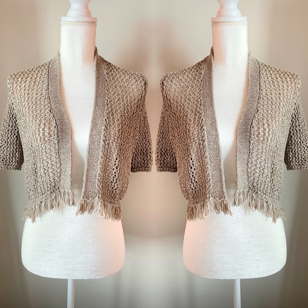 Calvin Klein cream/brown crochet cardigan size M